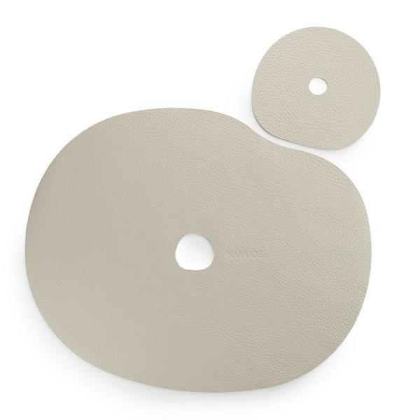 Glasuntersetzer Leder hellbeige ivory online kaufen