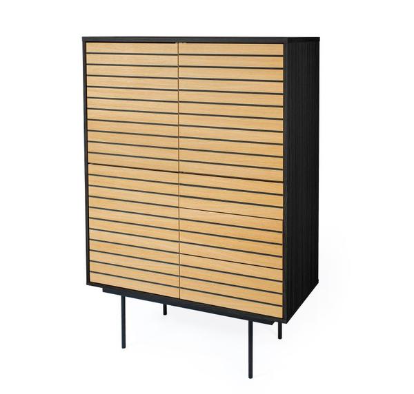 Minimalistische Kommode Holz schwarz mit Türen