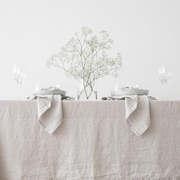 Tischdecke Leinen grau