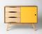 Sideboard So-Sixties holz gelb mit schiebetür