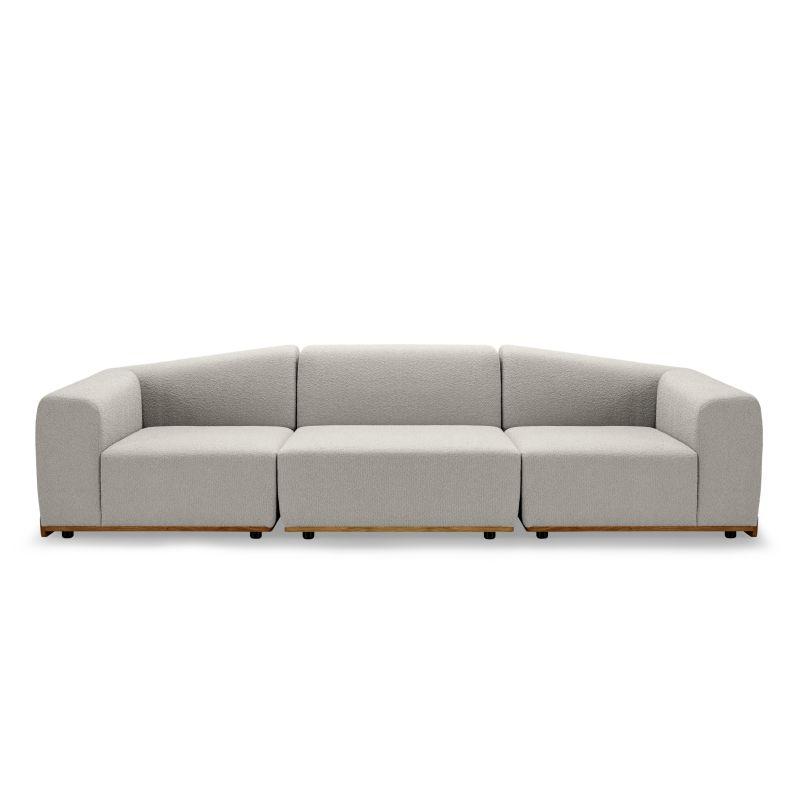 3er-Sofa Wohnzimmer beige mit Hocker