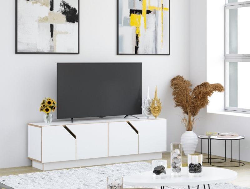 TV Schrank weiß Holz nordisches Design
