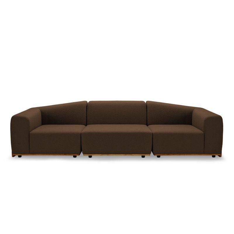 3er-Sofa Wohnzimmer dunkelbraun
