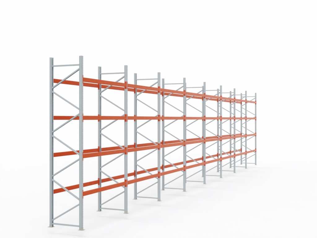 Palettenregal H 5 m | L 22,5 m | T 1,1 m | 120 Palettenplätze | DIN EN 15512