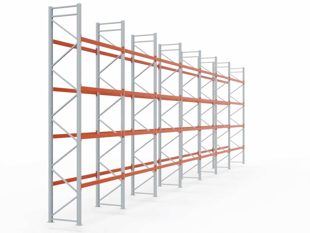 Palettenregal H 6,5 m | L 20,6 m | T 1,1 m | 110 Palettenplätze | DIN EN 15512