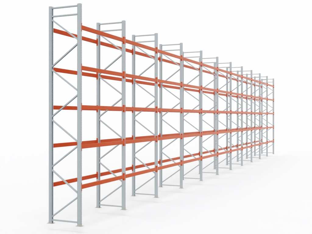 Palettenregal H 6,5 m | L 30,9 m | T 1,1 m | 198 Palettenplätze | DIN EN 15512