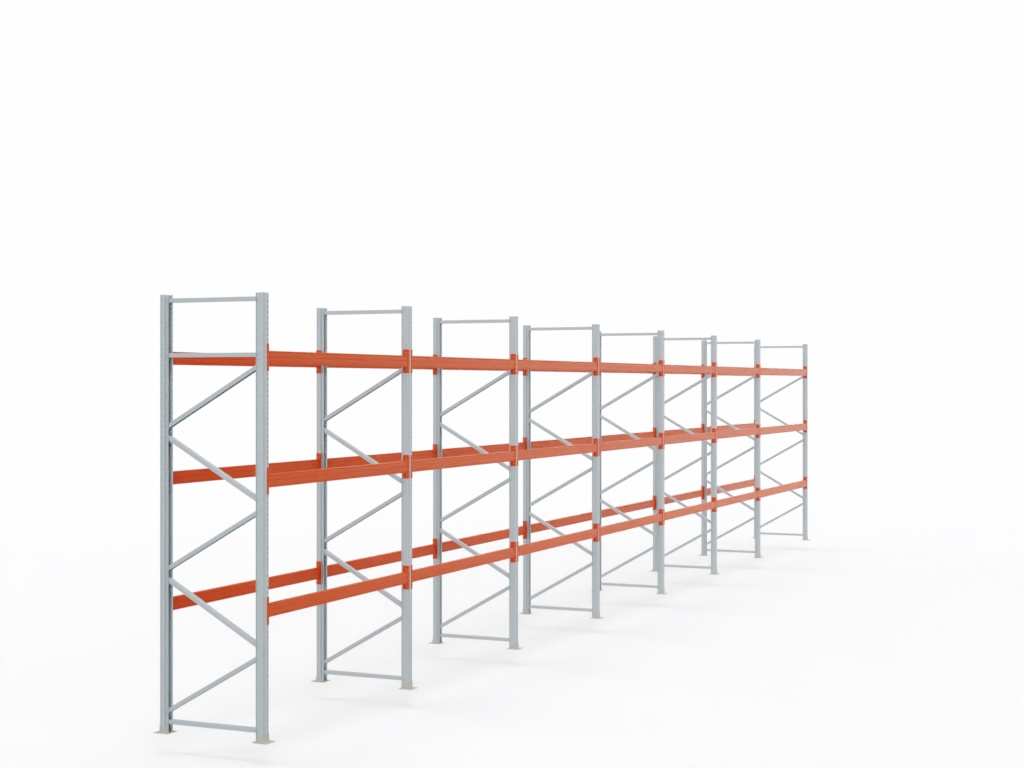 Palettenregal H 4 m | L 20,6 m | T 1,1 m | 88 Palettenplätze | DIN EN 15512