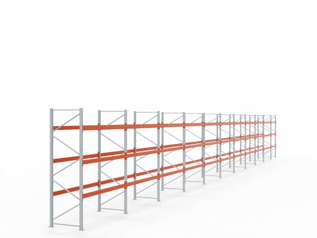 Palettenregal H 3,5 m | L 30 m | T 1,1 m | 128 Palettenplätze | DIN EN 15512