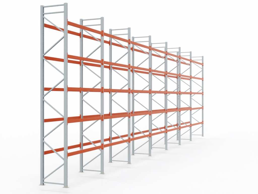 Palettenregal H 6,5 m | L 20,6 m | T 1,1 m | 132 Palettenplätze | DIN EN 15512
