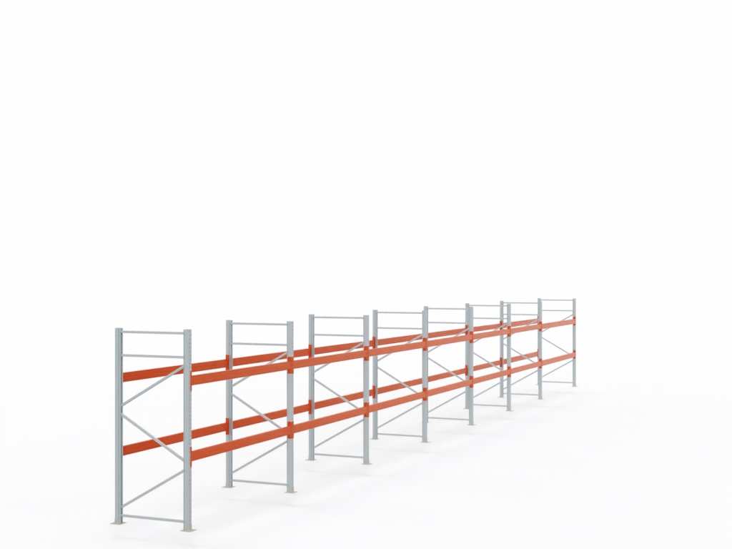 Palettenregal H 2,5 m | L 20,6 m | T 1,1 m | 66 Palettenplätze | DIN EN 15512