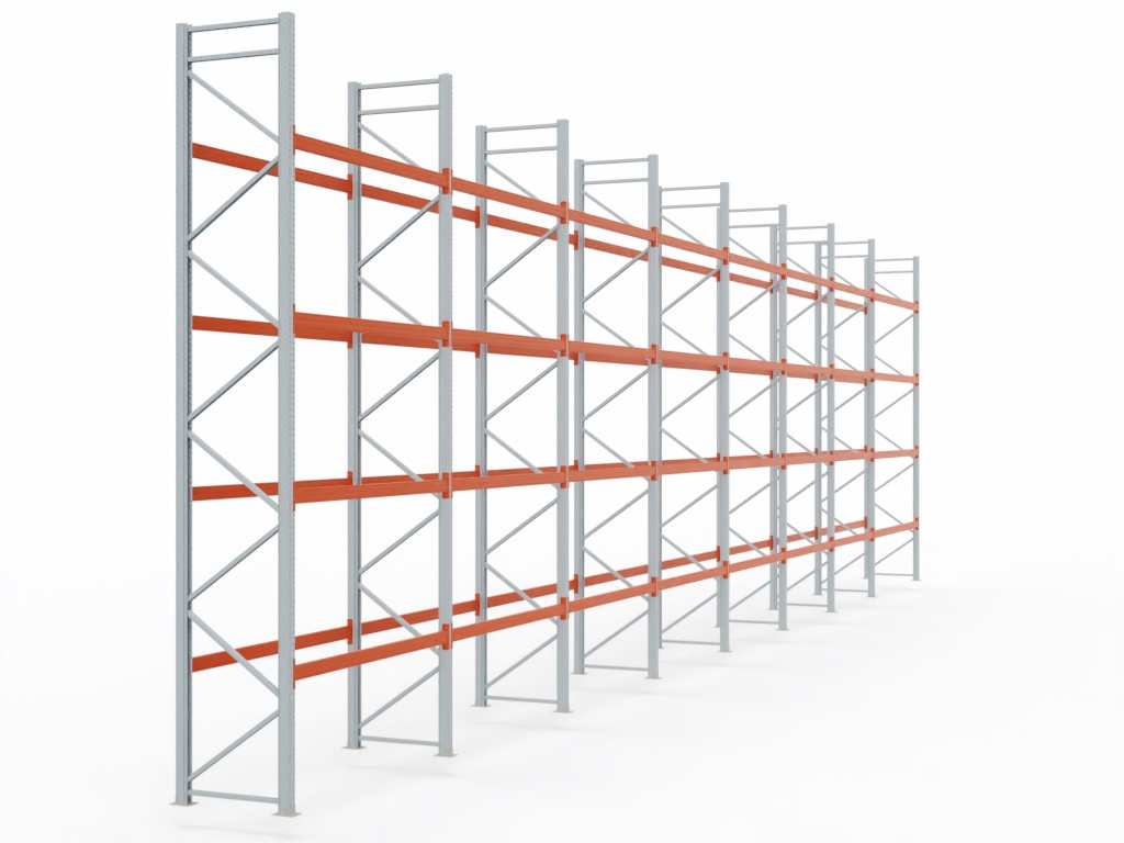Palettenregal H 6,5 m | L 23,4 m | T 1,1 m | 125 Palettenplätze | DIN EN 15512