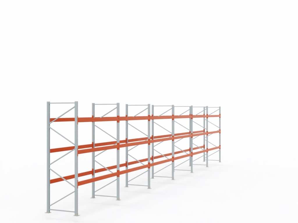 Palettenregal H 3,5 m | L 16,9 m | T 1,1 m | 72 Palettenplätze | DIN EN 15512