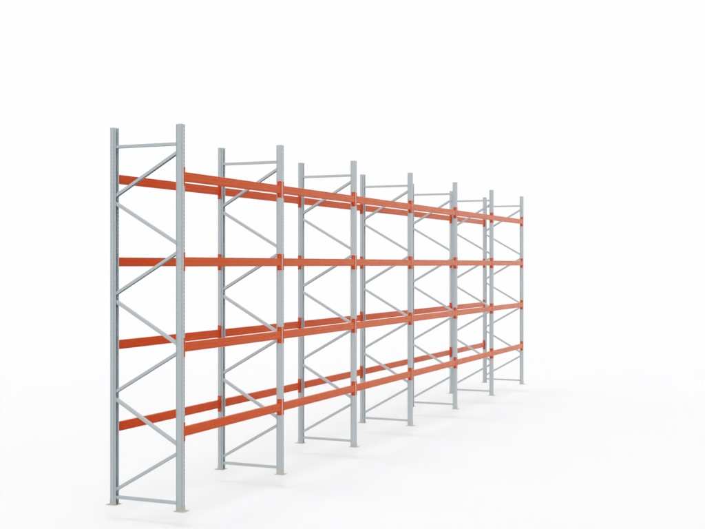 Palettenregal H 5 m | L 16,9 m | T 1,1 m | 90 Palettenplätze | DIN EN 15512