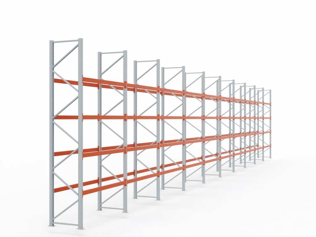 Palettenregal H 5,5 m | L 28,1 m | T 1,1 m | 150 Palettenplätze | DIN EN 15512
