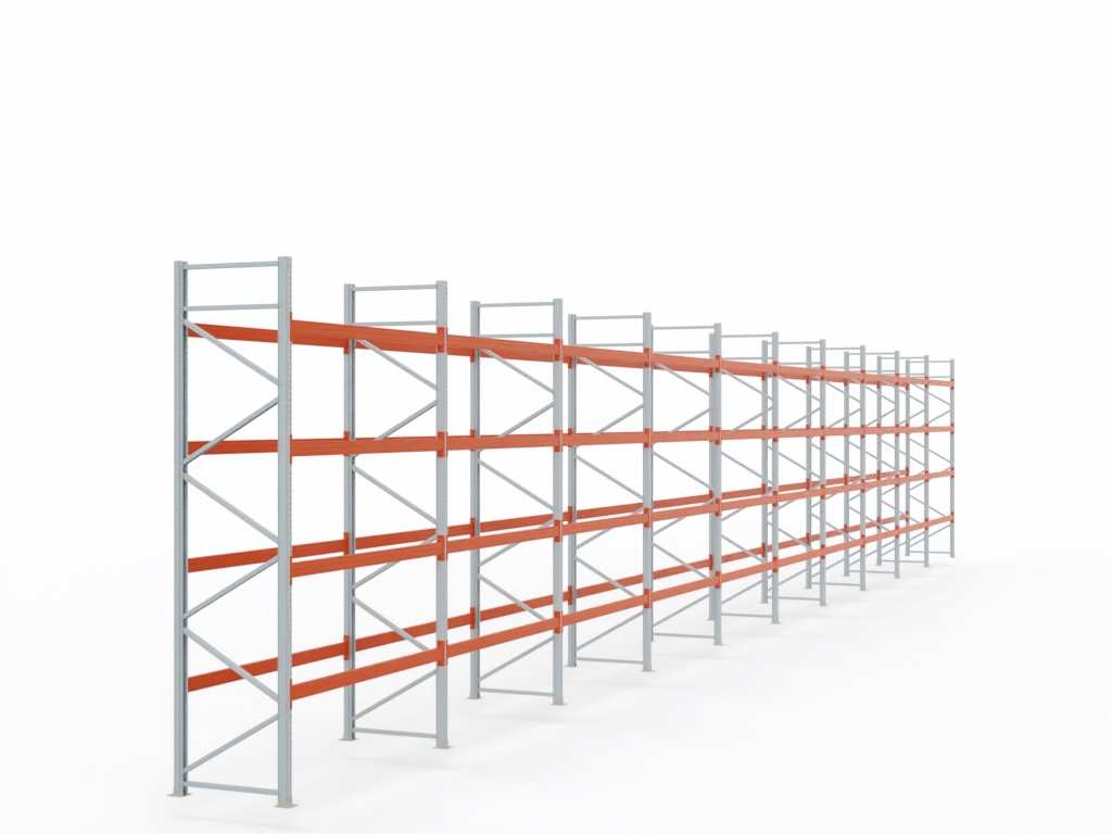 Palettenregal H 4,5 m | L 28,1 m | T 1,1 m | 150 Palettenplätze | DIN EN 15512