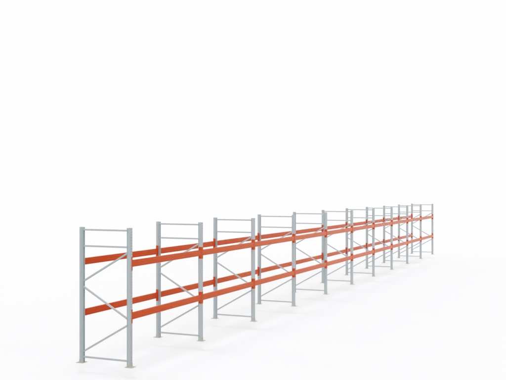 Palettenregal H 2,5 m | L 28,1 m | T 1,1 m | 90 Palettenplätze | DIN EN 15512