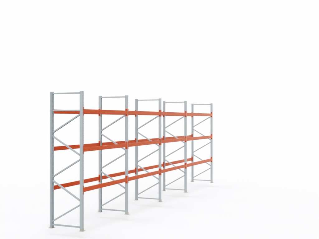 Palettenregal H 4 m | L 12,2 m | T 1,1 m | 52 Palettenplätze | DIN EN 15512