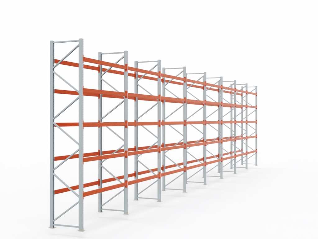 Palettenregal H 5,5 m | L 22,5 m | T 1,1 m | 144 Palettenplätze | DIN EN 15512