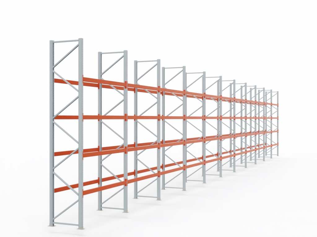 Palettenregal H 5,5 m | L 30,9 m | T 1,1 m | 165 Palettenplätze | DIN EN 15512