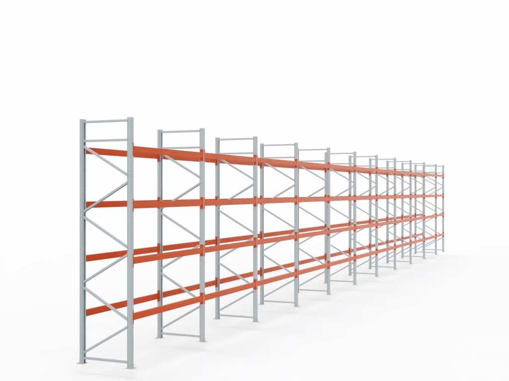 Palettenregal H 4,5 m | L 30 m | T 1,1 m | 160 Palettenplätze | DIN EN 15512