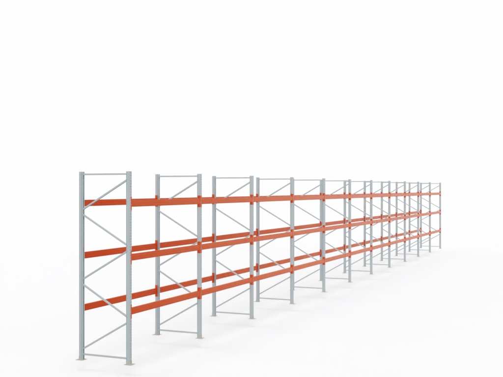 Palettenregal H 3,5 m | L 30,9 m | T 1,1 m | 132 Palettenplätze | DIN EN 15512
