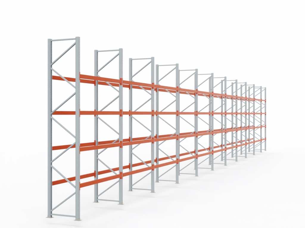 Palettenregal H 5,5 m | L 30 m | T 1,1 m | 160 Palettenplätze | DIN EN 15512