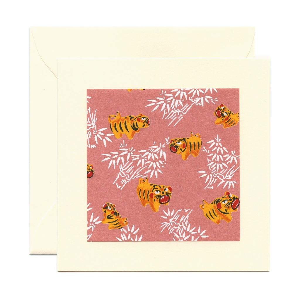 Chiyogami Grußkarte Tiger / Tiger Greeting Card | Japanischer Siebdruck / Japanese silkscreen | Artikelnummer: CP_tiger
