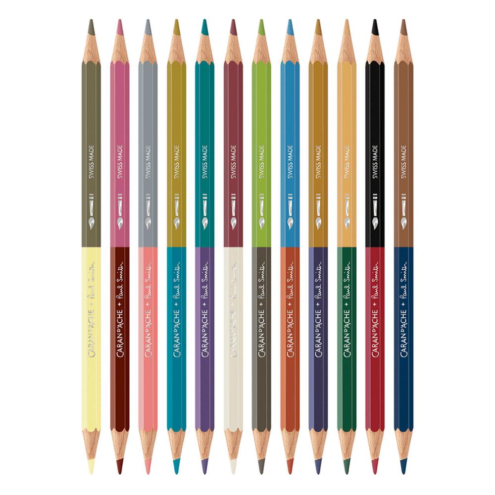 Caran d'Ache Paul Smith Bicolor Set Limited Edition | 12 beidseitige Farbstifte / 12 two-sided coloured pencils | Artikelnummer: cda_bicolor-set_ps