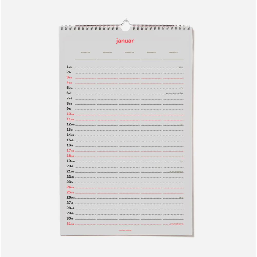 2026 Familienkalender / 2026 Monthly Family Planner  | mit 5 Spalten / with 5 rows | Artikelnummer: rikiki_familienkalender