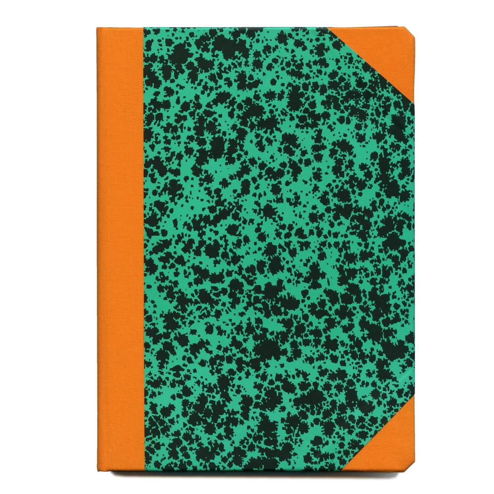 Buntes Papelarias Emilio Braga Notizbuch / Colourful Notebook by Emilio Braga | Grün-schwarz gesprenkelt / Green & black flecked | Artikelnummer: emilio_braga_tuerkis