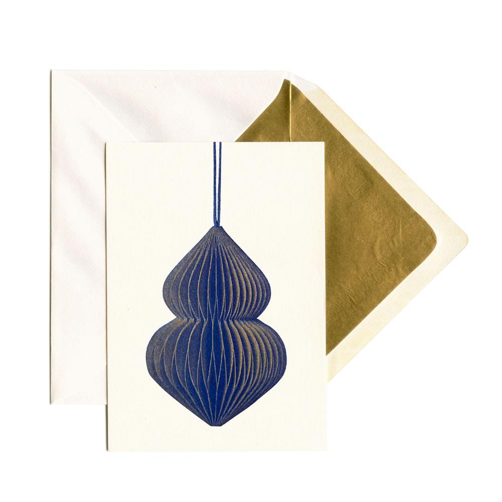 Blauer Weihnachtsschmuck Kunstkarte  / Blue Christmas Decoration Art Card  | Risographie Druck / Risograph Print | Artikelnummer: rio_weihnacht_schmuck_blau