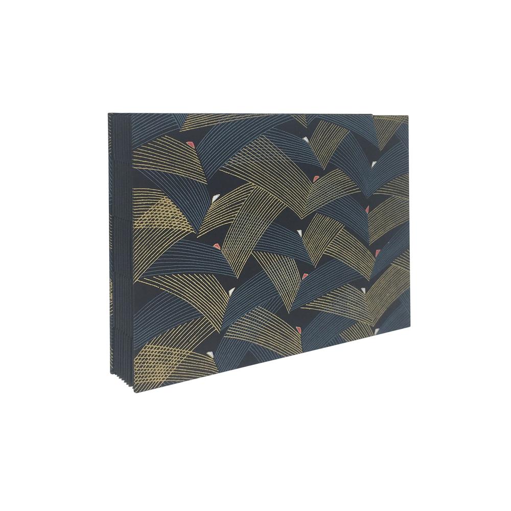 Einzigartiges handgemachtes Album / One-of-a-kind handmade albums | Wellenmuster schwarz, blau, gold / Waves in black, blue, gold | Artikelnummer: steck-welle