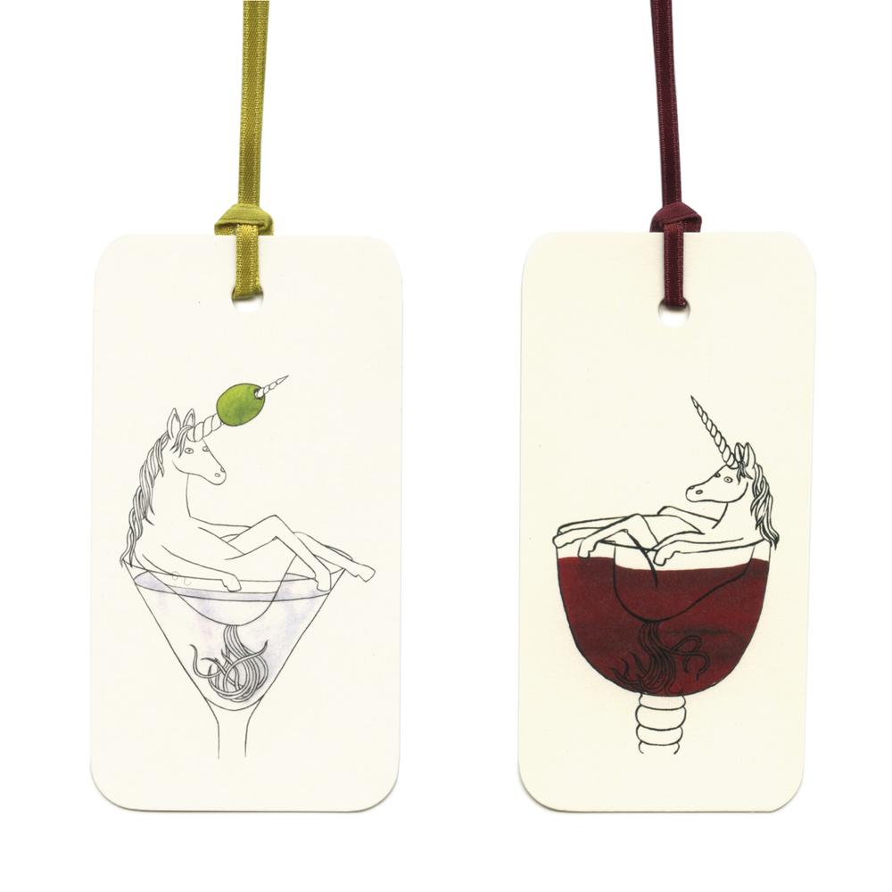 Einhorn Geschenkanhänger / Unicorn Gift Tag | Einhorn im Martini Glas / Unicorn in Martini Glass | Artikelnummer: lilli_tag_martini