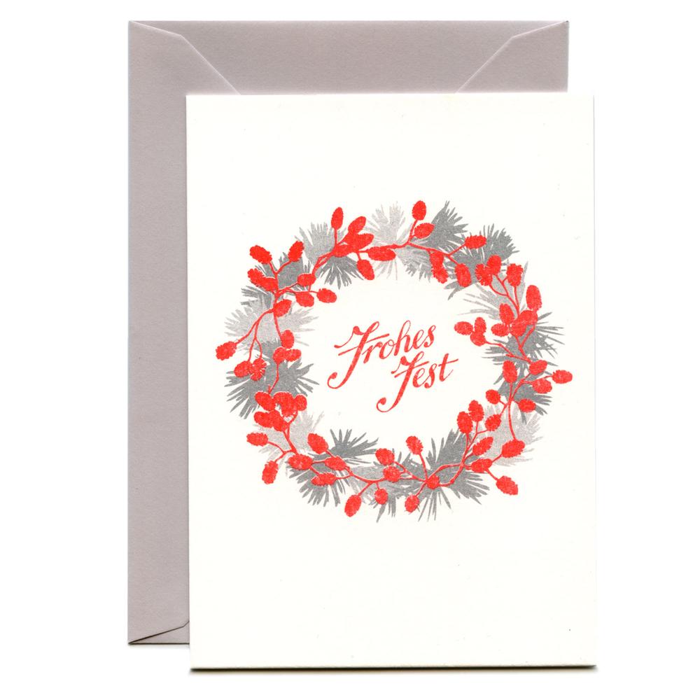 Frohes Fest Risographie Karte / Christmas Card Risograph Print | by Lion&Bee - Alessio & Imme Leonardi | Artikelnummer: lionbee-frohes_fest
