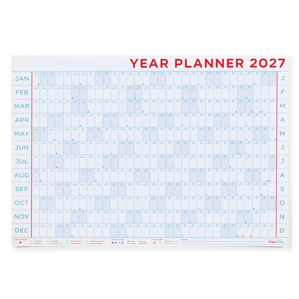 2027 Horizontaler Wandkalender / Year Planner Landscape | Design by Crispin Finn | Artikelnummer: crisp_horiz
