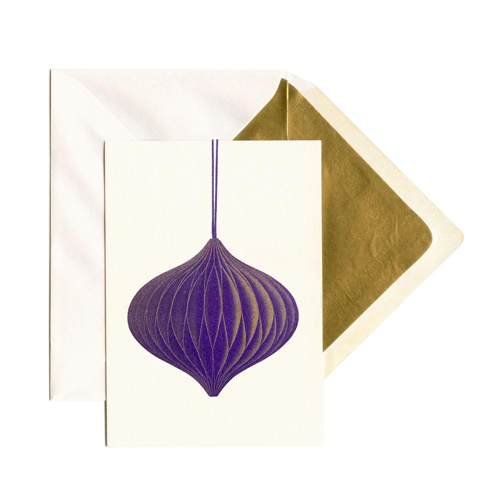 Violetter Weihnachtsschmuck Kunstkarte  / Purple Christmas Decoration Art Card  | Risographie Druck / Risograph Print | Artikelnummer: rio_weihnacht_schmuck_violett