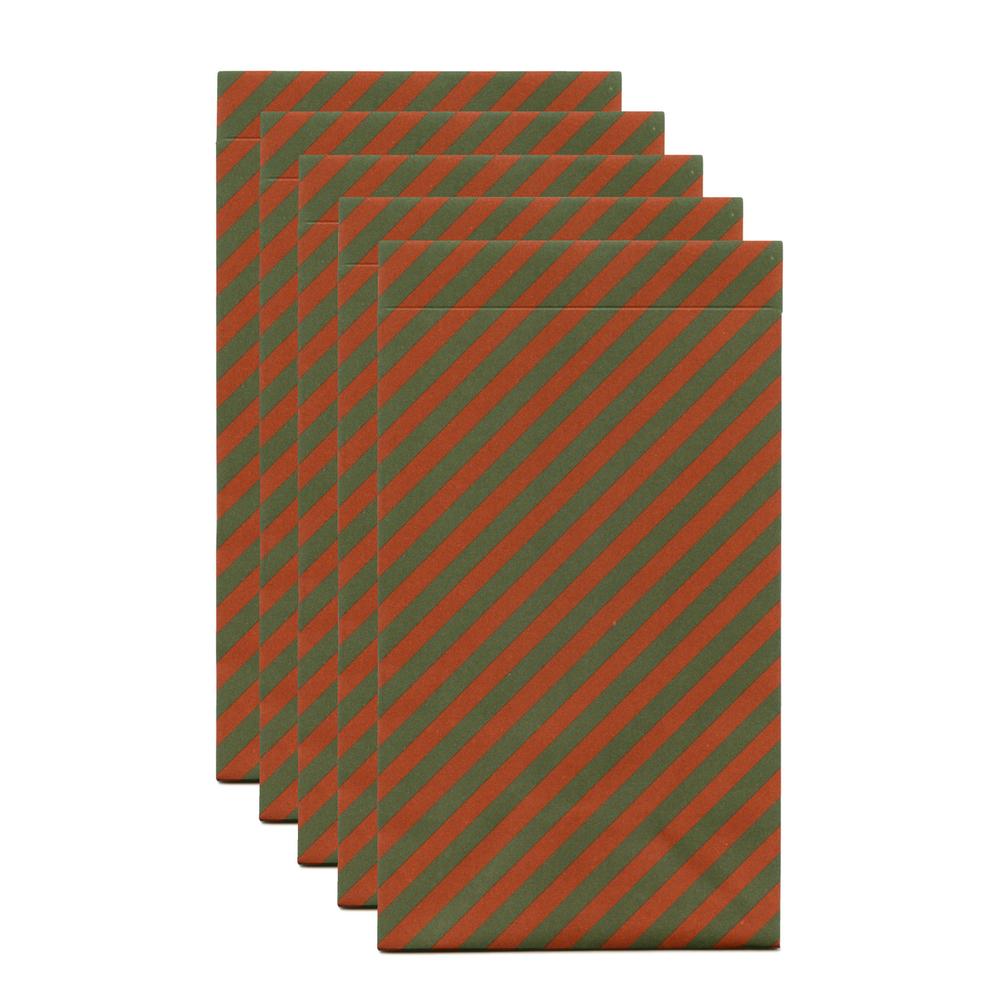 Gestreifte Blockbodenbeutel Dunkelorange & Dunkelgrün / Festive Striped Paper Bags | 1 Set à 5 Beutel / Pack of 5 Paper Bags | Artikelnummer: hop_beutel_rot_gruen