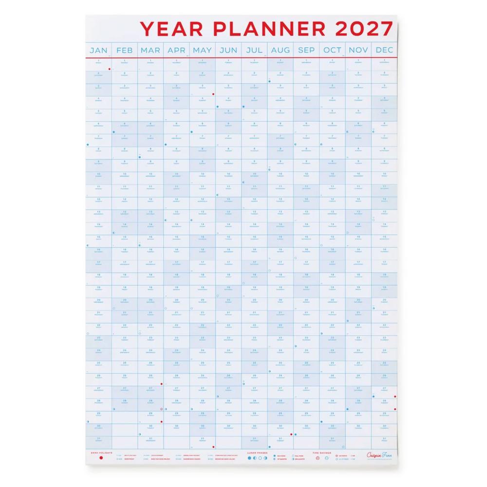 2027 Vertikaler Wandkalender / Year Planner Portrait  | Design by Crispin Finn | Artikelnummer: crisp_vert