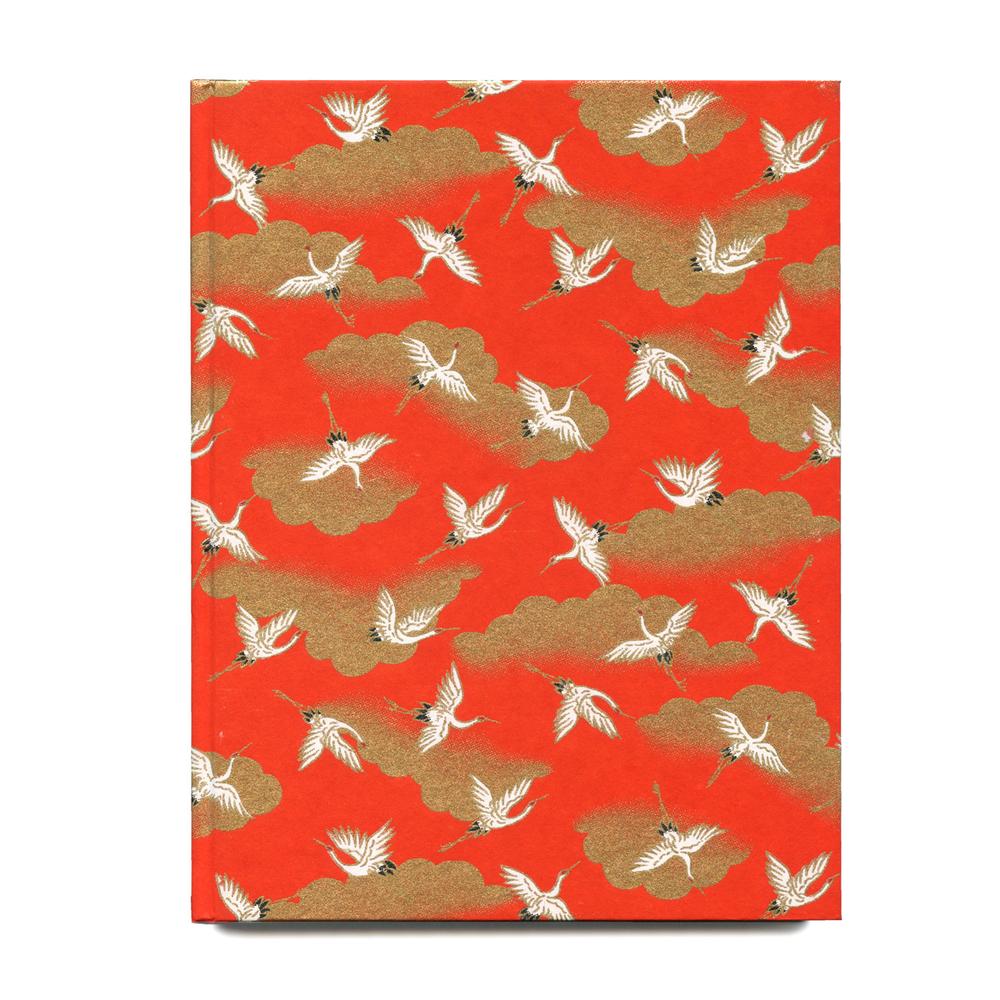 Chiyogami Notizbuch Blanko  / Plain notebook Chiyogami  | Kraniche / Cranes | Artikelnummer: cp_tokyo_kranich