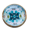 Schale | Holzschale / Dekorative Schale mit Blumenmuster - blau/grün