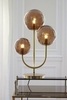 Lampe | Tischleuchte 3 Leuchten MAGDALA - Glas/ Braun+Gold
