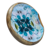 Schale | Holzschale / Dekorative Schale mit Blumenmuster - blau/grün