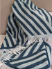Decke | Wolldecke / Kuscheldecke FRANK - Petrol / Sage