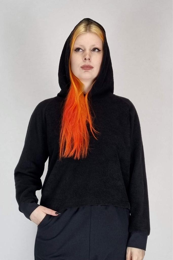 LUMEN ORGANIC Hoodie PLÜSCH schwarz