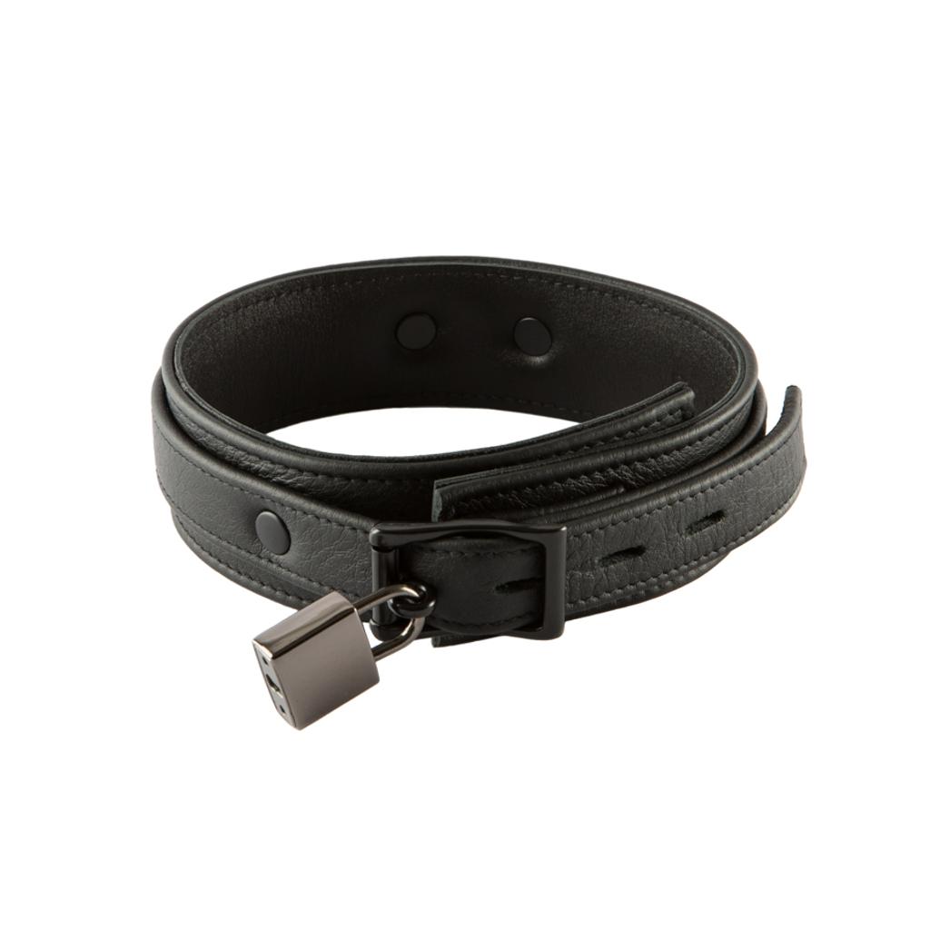 Halsfessel solid slim abschliessbar NOIR