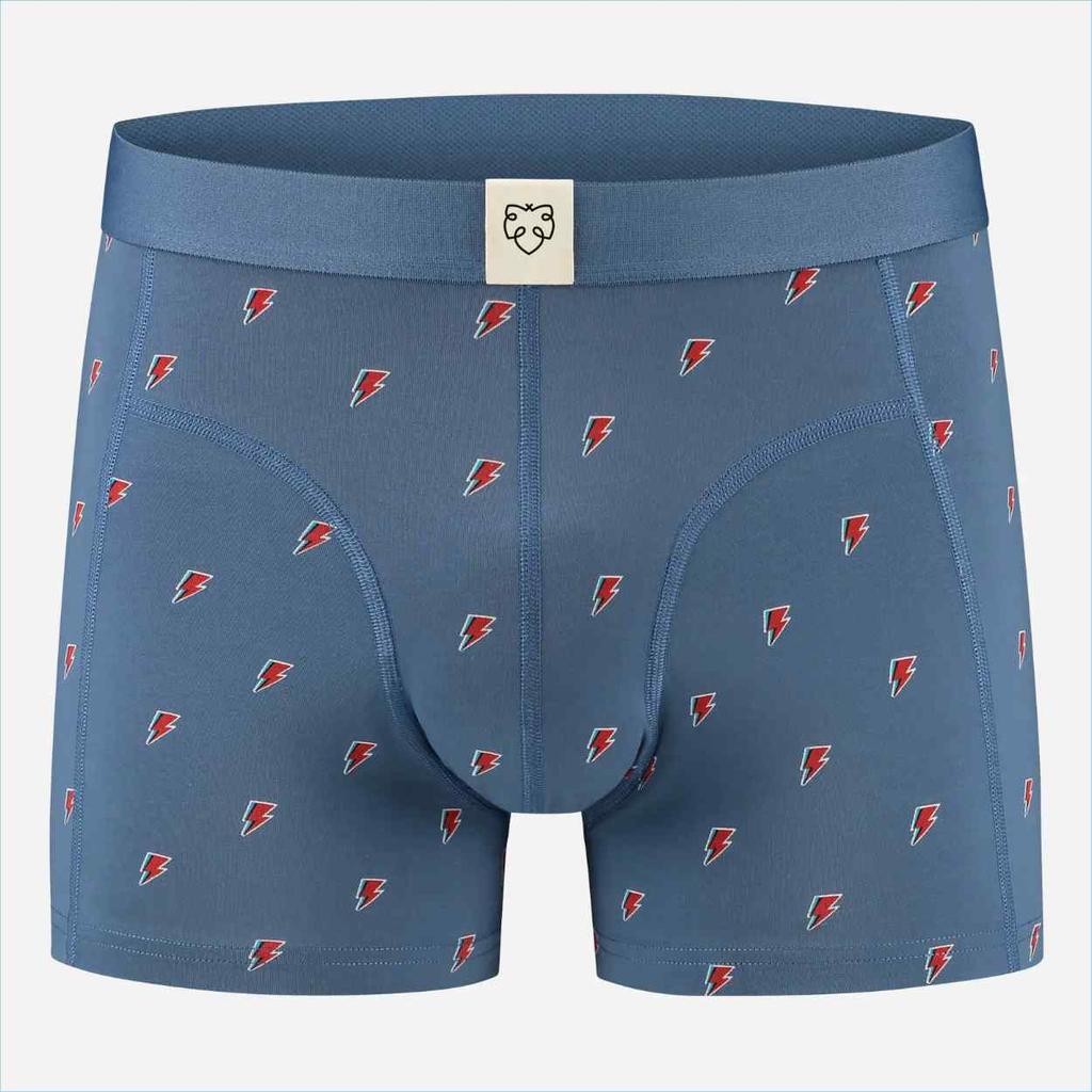 Faire Boxer brief Daaf blau, rot, schwarz mit Blitz-Motiv von A-DAM 95% Bio-Baumwolle