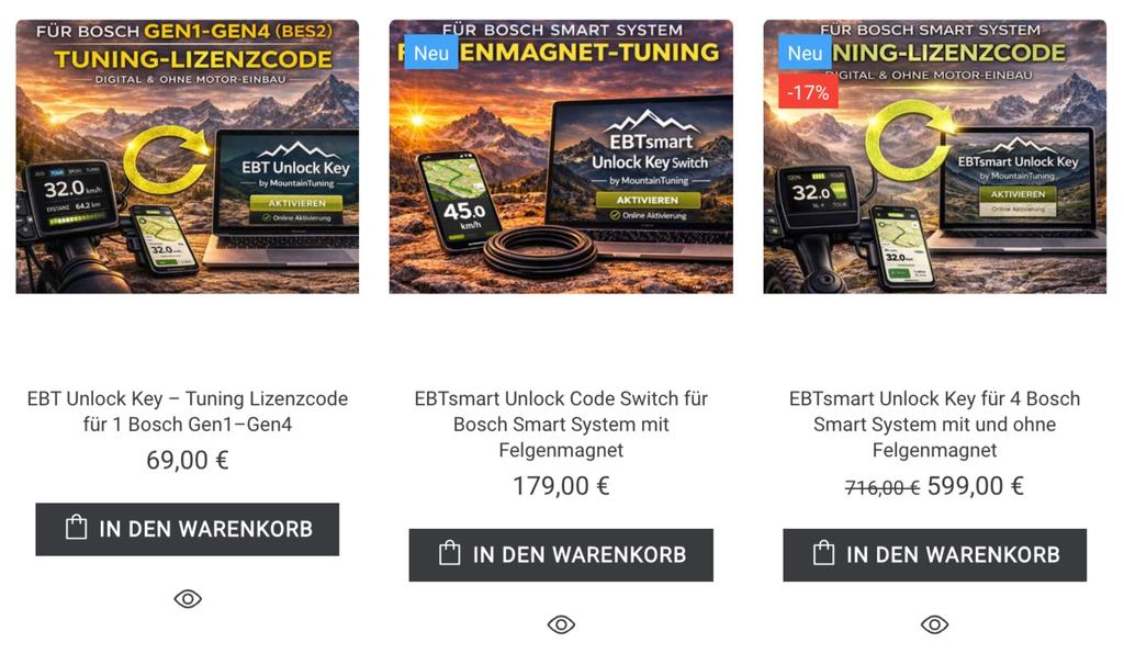 EBT Unlock Key vs. EBTsmart Unlock Key vs. Switch: Wéi eng Bosch Tuning Lizenz ass kompatibel?