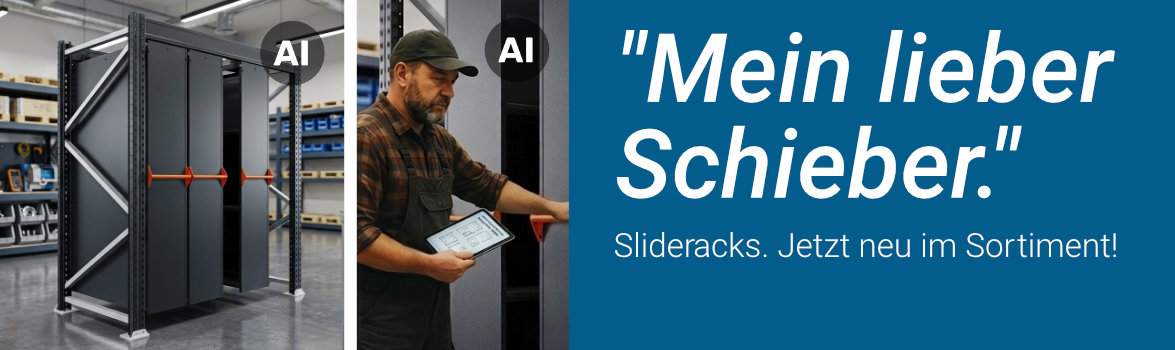 Slideracks. Neu im Sortiment. | Werbevisualisierung mit KI-Unterstützung