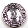 6 STK. Verbinder Mond antik silberfarben 22mm zur Herstellung von Bändern und Ketten 