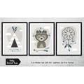 3-er Set Poster Bilder Kinderzimmer Bear A4 / A3 